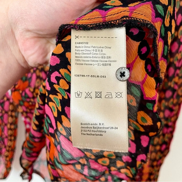 Scotch and Soda Maison Scotch Women's Sheer  Colorful Printed Tunic Top - Picture 13 of 13